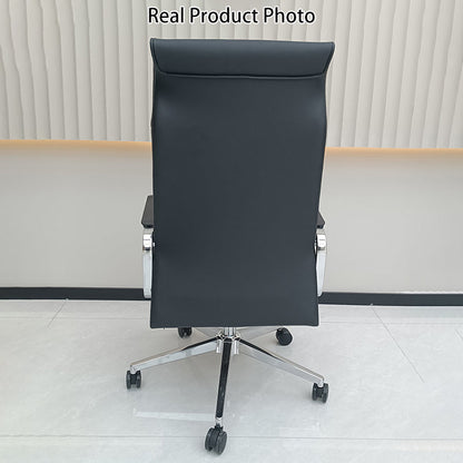Modern Minimalist High-Back Desk Chair: Faux Leather - Ergonomic Business Office Chair For Home Office