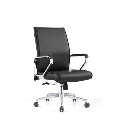 Modern Minimalist Business Desk Chair: Faux Leather Reception Chair - Mid-Back Ergonomic Office Chair For Home Office
