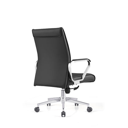 Modern Minimalist Business Desk Chair: Faux Leather Reception Chair - Mid-Back Ergonomic Office Chair For Home Office