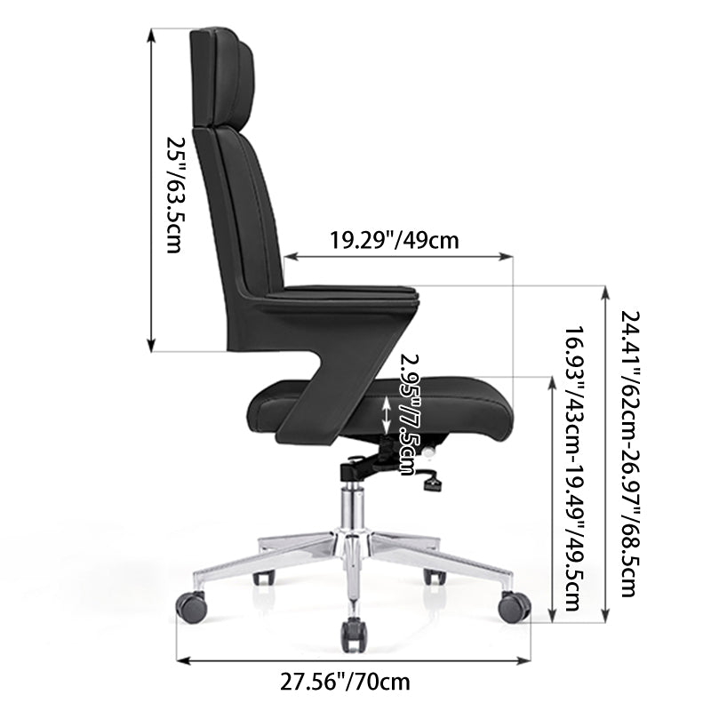 Modern Minimalist High-Back Desk Chair:  Faux Leather Executive Chair - Ergonomic Office Chair For Home Office
