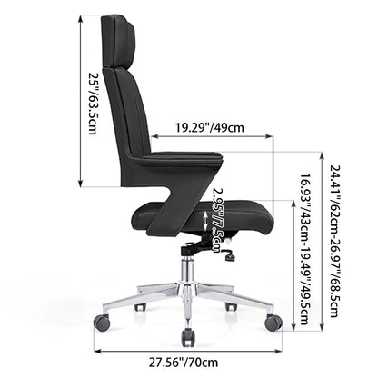 Modern Minimalist High-Back Desk Chair:  Faux Leather Executive Chair - Ergonomic Office Chair For Home Office