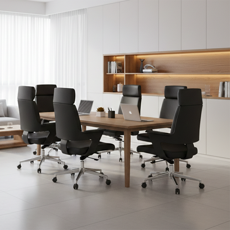 Modern Minimalist High-Back Desk Chair:  Faux Leather Executive Chair - Ergonomic Office Chair For Home Office