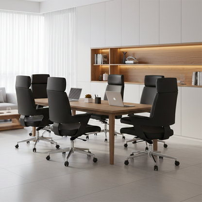 Modern Minimalist High-Back Desk Chair:  Faux Leather Executive Chair - Ergonomic Office Chair For Home Office