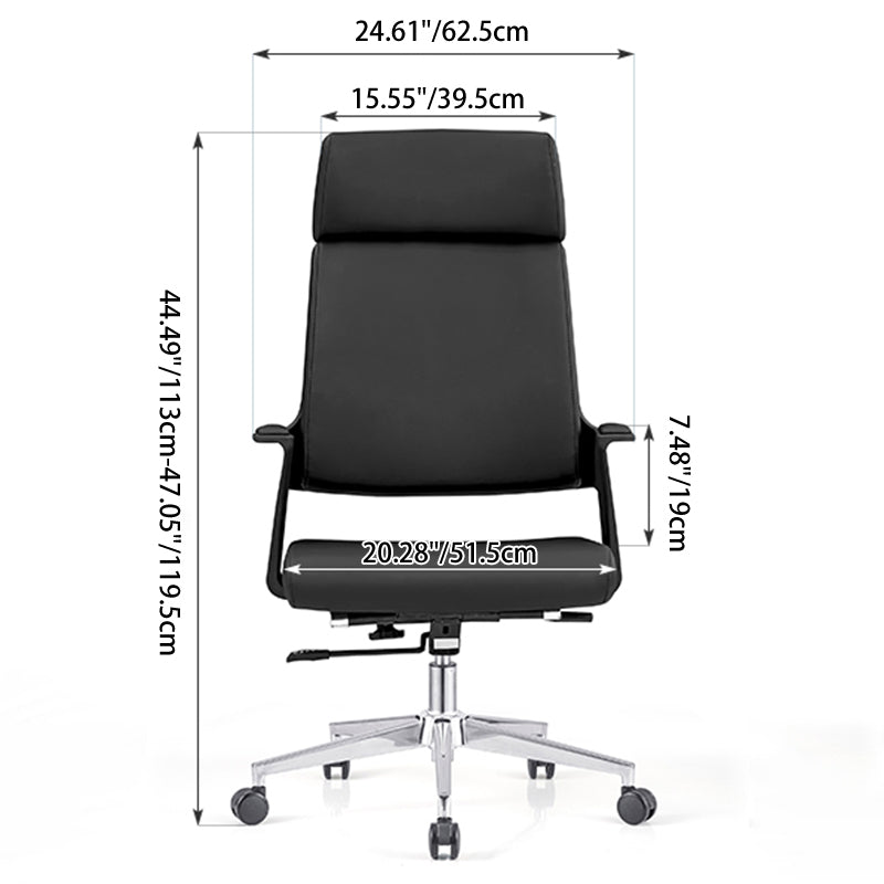 Modern Minimalist High-Back Desk Chair:  Faux Leather Executive Chair - Ergonomic Office Chair For Home Office