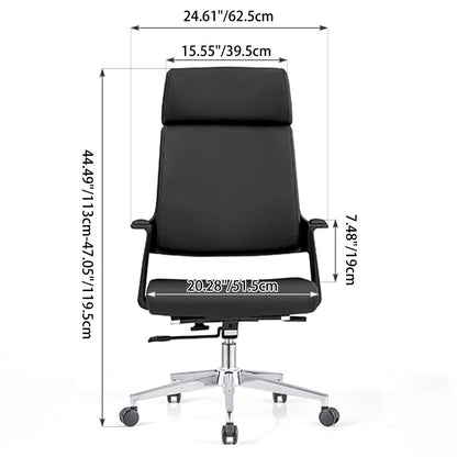 Modern Minimalist High-Back Desk Chair:  Faux Leather Executive Chair - Ergonomic Office Chair For Home Office