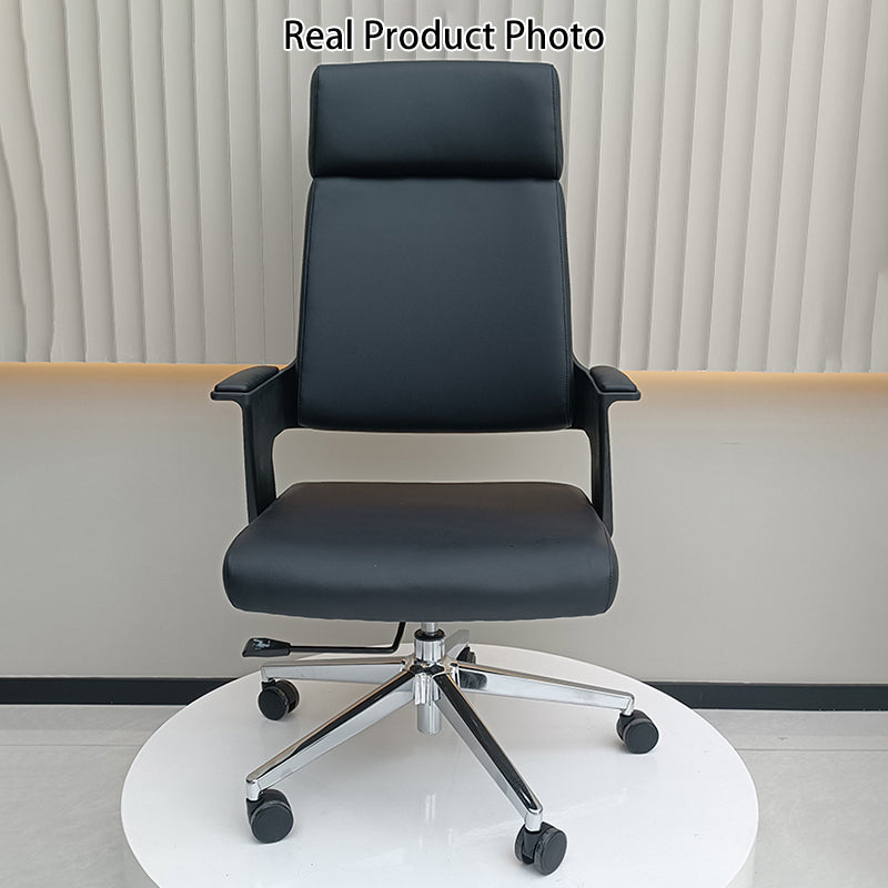 Modern Minimalist High-Back Desk Chair:  Faux Leather Executive Chair - Ergonomic Office Chair For Home Office