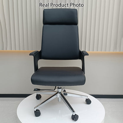 Modern Minimalist High-Back Desk Chair:  Faux Leather Executive Chair - Ergonomic Office Chair For Home Office