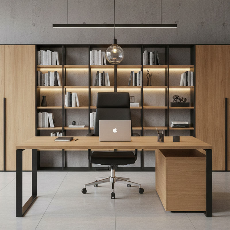 Modern Minimalist High-Back Desk Chair:  Faux Leather Executive Chair - Ergonomic Office Chair For Home Office
