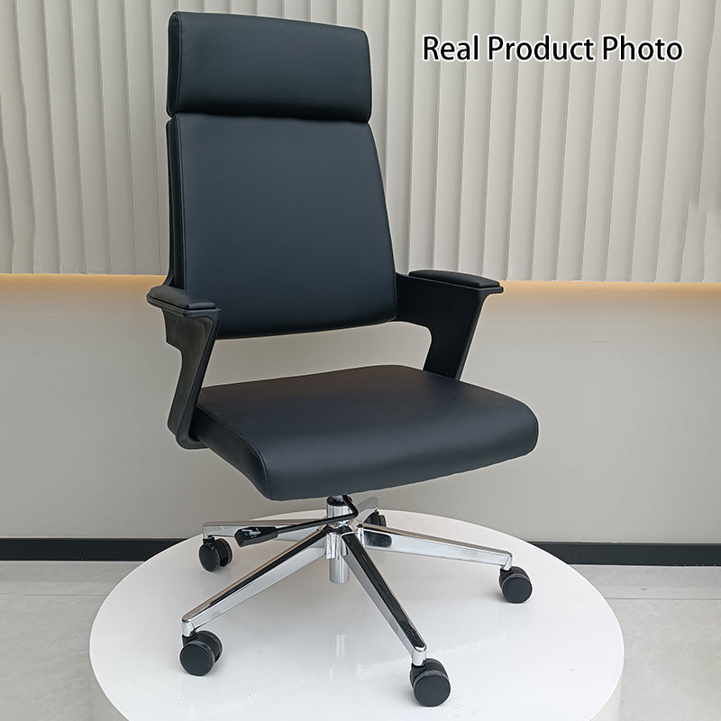 Modern Minimalist High-Back Desk Chair:  Faux Leather Executive Chair - Ergonomic Office Chair For Home Office