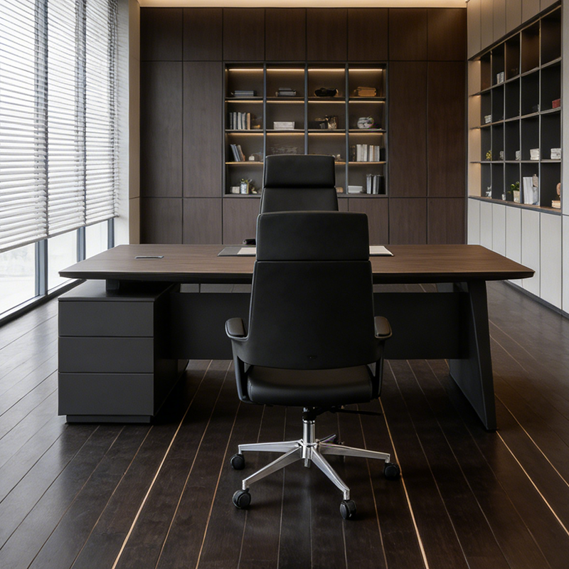 Modern Minimalist High-Back Desk Chair:  Faux Leather Executive Chair - Ergonomic Office Chair For Home Office