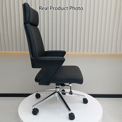 Modern Minimalist High-Back Desk Chair:  Faux Leather Executive Chair - Ergonomic Office Chair For Home Office