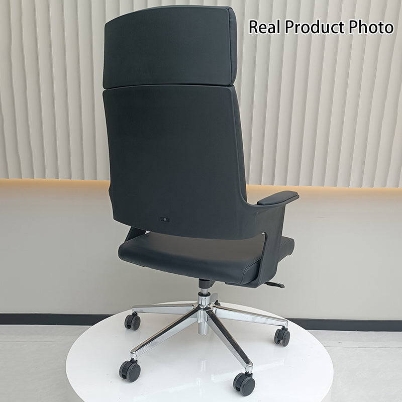 Modern Minimalist High-Back Desk Chair:  Faux Leather Executive Chair - Ergonomic Office Chair For Home Office