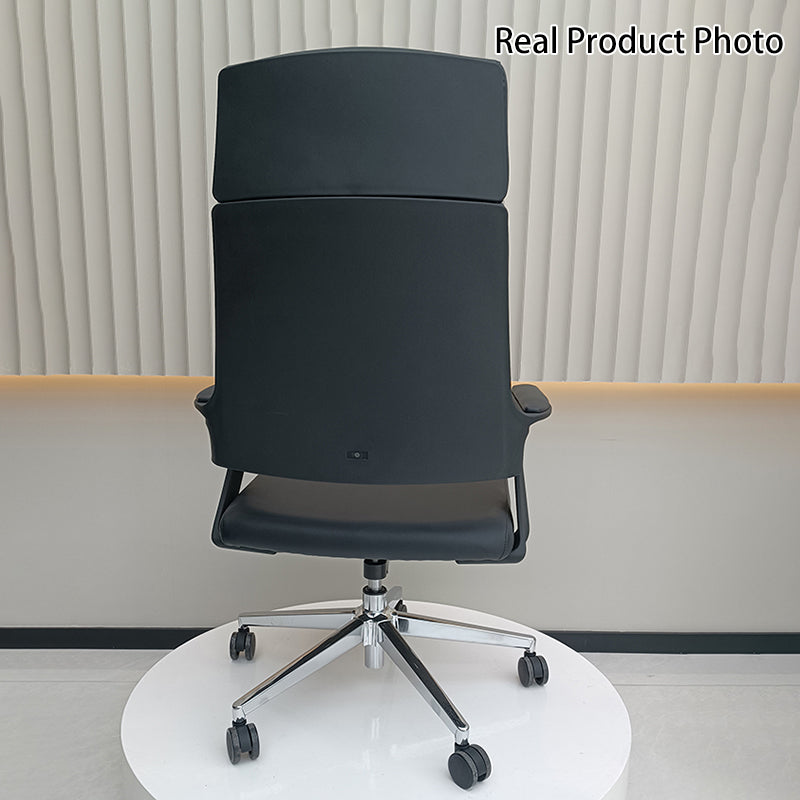 Modern Minimalist High-Back Desk Chair:  Faux Leather Executive Chair - Ergonomic Office Chair For Home Office