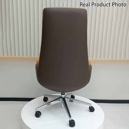 Modern Minimalist Premium Executive Chair: Faux Leather Reclining High-Back Chair - Ergonomic Desk Chair For Home Office