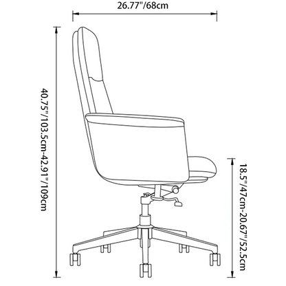 Modern Minimalist Mid-Back Desk Chair: Leather Luxury Swivel Chair- Ergonomic Height-Adjustable Office Chair For Home Office