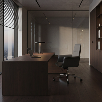 Modern Minimalist Mid-Back Desk Chair: Leather Luxury Swivel Chair- Ergonomic Height-Adjustable Office Chair For Home Office