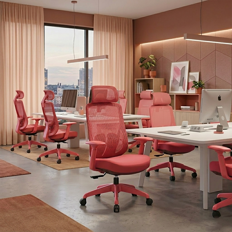 Modern Minimalist Ergonomic Desk Chair: 4D Headrest & Breathable Mesh Fabric - High-Back Gaming Chair For Home Office