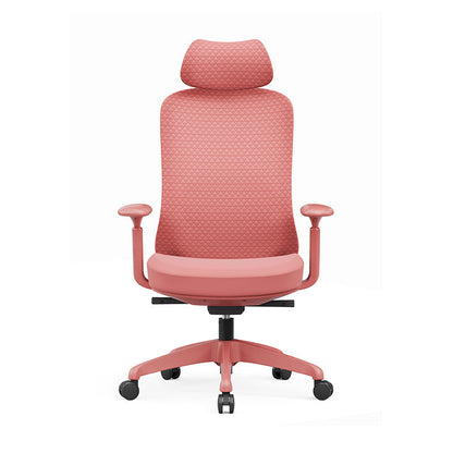 Modern Minimalist Peach-Pink High-Back Desk Chair: 4D Armrest & Breathable Mesh Fabric - Ergonomic Gaming Chair For Home Office