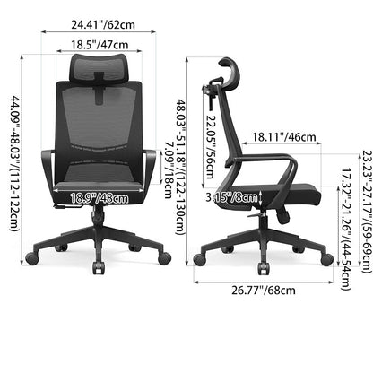 Modern Minimalist Mesh High-Back Desk Chair: Height-Adjustable Headrest With Coat Hanger - Ergonomic Gaming Chair For Home Office