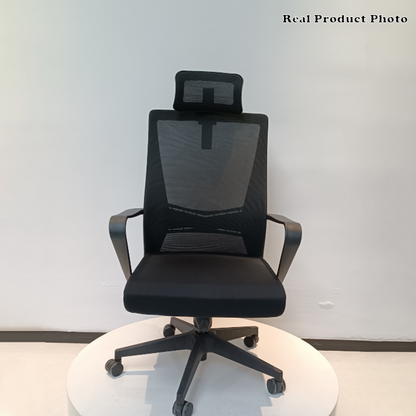 Modern Minimalist Mesh High-Back Desk Chair: Height-Adjustable Headrest With Coat Hanger - Ergonomic Gaming Chair For Home Office