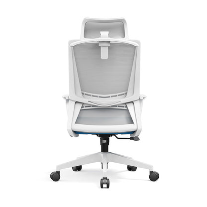 Modern Minimalist Blue-Cushioned High-Back Desk Chair: Breathable Mesh Fabric - Ergonomic Office Chair For Home Office