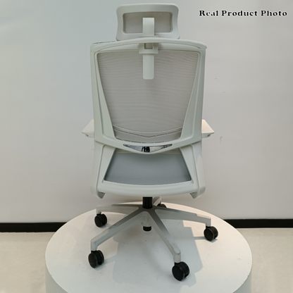 Modern Minimalist Blue-Cushioned High-Back Desk Chair: Breathable Mesh Fabric - Ergonomic Office Chair For Home Office