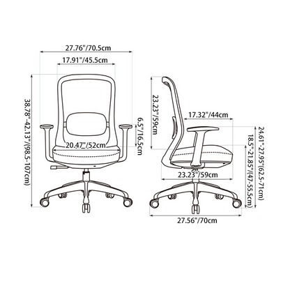 Modern Minimalist Gray Mid-Back Office Chair: Lumbar Support Design - Ergonomic Desk Chair For Home Office
