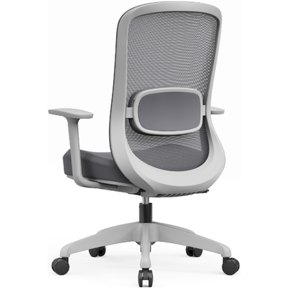 Modern Minimalist Gray Mid-Back Office Chair: Lumbar Support Design - Ergonomic Desk Chair For Home Office