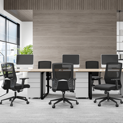 Modern Minimalist Black Ergonomic Desk Chair: Breathable Mesh Design - Mid-Back Office Chair For Home Office