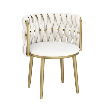 Modern Minimalist Round Cushion Velvet Fabric Iron Sponge Vanity Stool Backrest Armrest For Bedroom