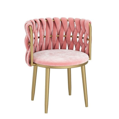 Modern Minimalist Round Cushion Velvet Fabric Iron Sponge Vanity Stool Backrest Armrest For Bedroom