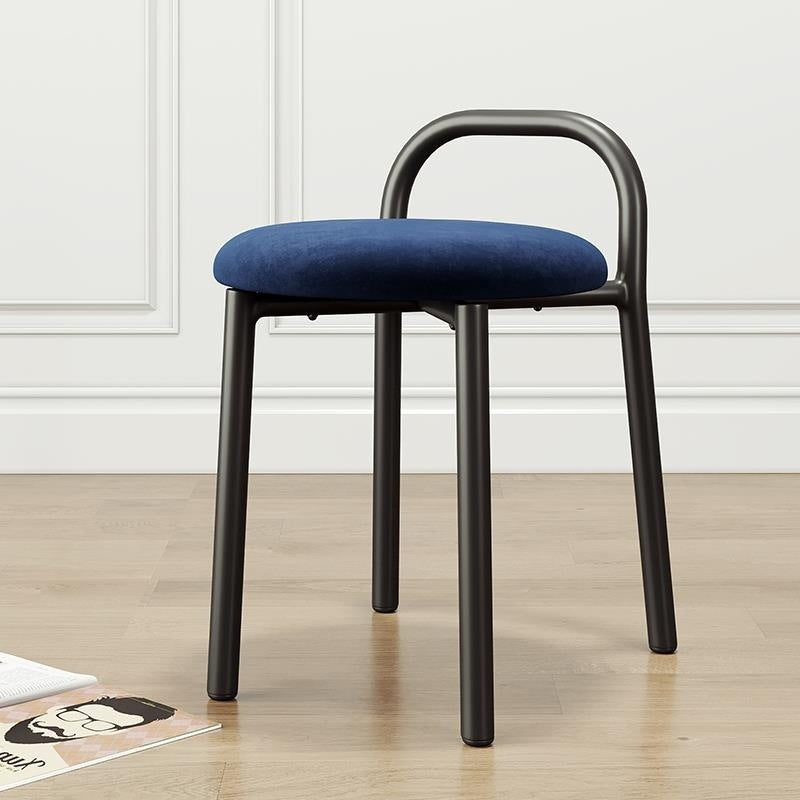 Modern Minimalist Round Cushion Velvet Fabric Synthetic Leather Metal Sponge Dining Chair Backrest For Dining Room