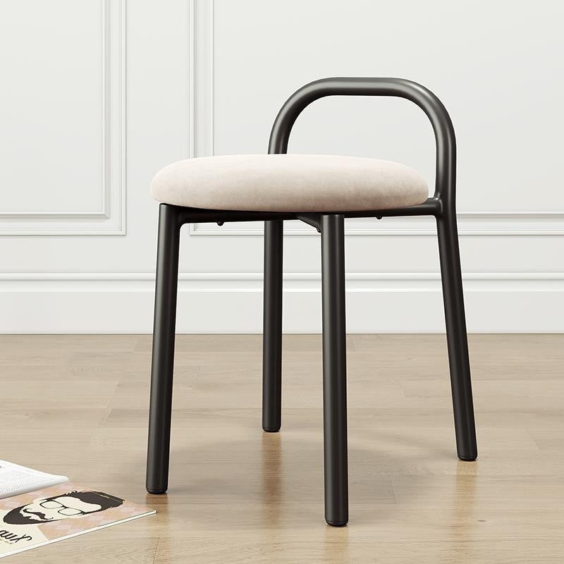Modern Minimalist Round Cushion Velvet Fabric Synthetic Leather Metal Sponge Dining Chair Backrest For Dining Room