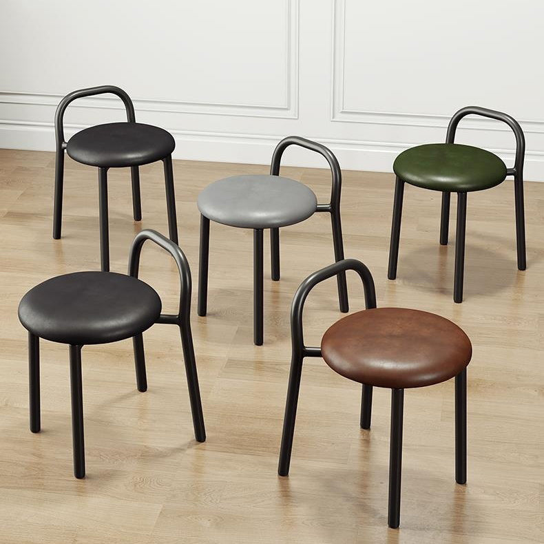 Modern Minimalist Round Cushion Velvet Fabric Synthetic Leather Metal Sponge Dining Chair Backrest For Dining Room