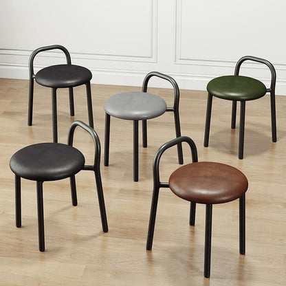 Modern Minimalist Round Cushion Velvet Fabric Synthetic Leather Metal Sponge Dining Chair Backrest For Dining Room