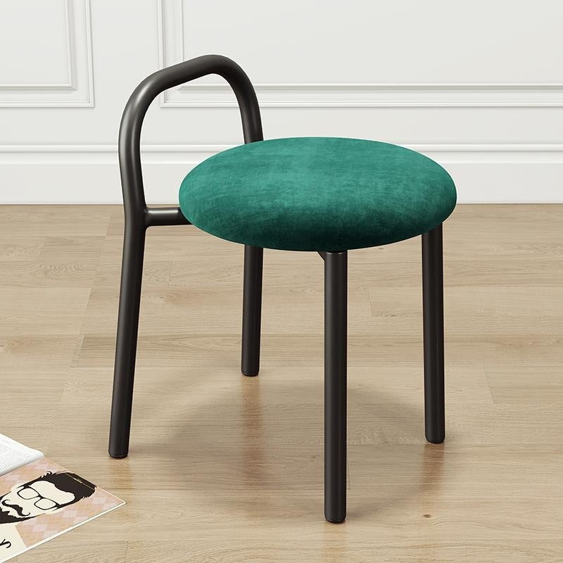 Modern Minimalist Round Cushion Velvet Fabric Synthetic Leather Metal Sponge Dining Chair Backrest For Dining Room