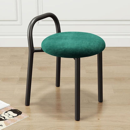 Modern Minimalist Round Cushion Velvet Fabric Synthetic Leather Metal Sponge Dining Chair Backrest For Dining Room