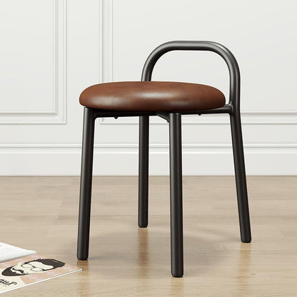 Modern Minimalist Round Cushion Velvet Fabric Synthetic Leather Metal Sponge Dining Chair Backrest For Dining Room
