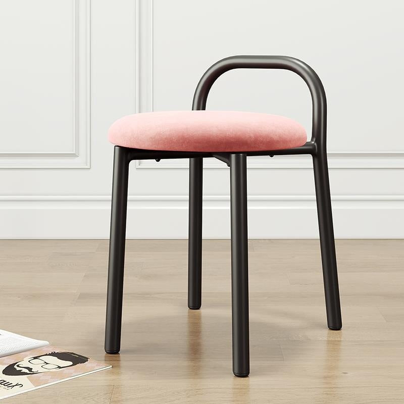 Modern Minimalist Round Cushion Velvet Fabric Synthetic Leather Metal Sponge Dining Chair Backrest For Dining Room