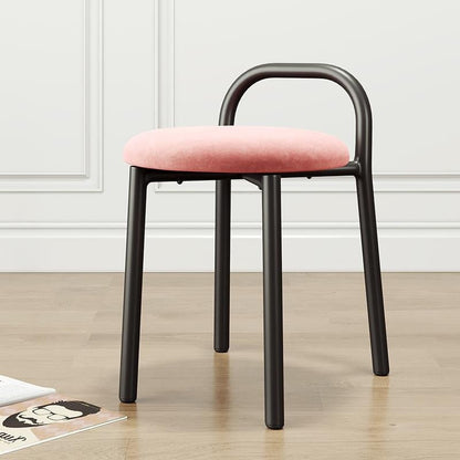 Modern Minimalist Round Cushion Velvet Fabric Synthetic Leather Metal Sponge Dining Chair Backrest For Dining Room
