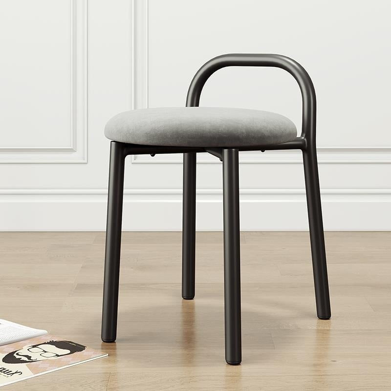 Modern Minimalist Round Cushion Velvet Fabric Synthetic Leather Metal Sponge Dining Chair Backrest For Dining Room