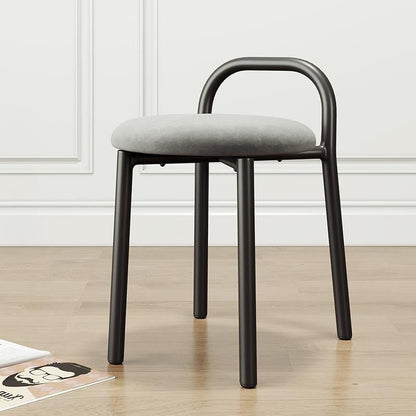 Modern Minimalist Round Cushion Velvet Fabric Synthetic Leather Metal Sponge Dining Chair Backrest For Dining Room