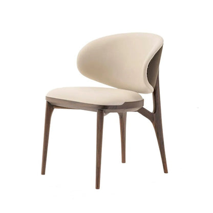 Modern Minimalist Curved Microfiber Leather Solid Wood Sponge Dining Chair For Dining Room