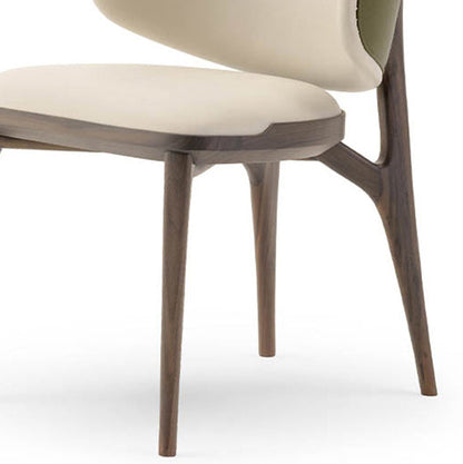 Modern Minimalist Curved Microfiber Leather Solid Wood Sponge Dining Chair For Dining Room