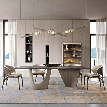 Modern Minimalist Curved Microfiber Leather Solid Wood Sponge Dining Chair For Dining Room