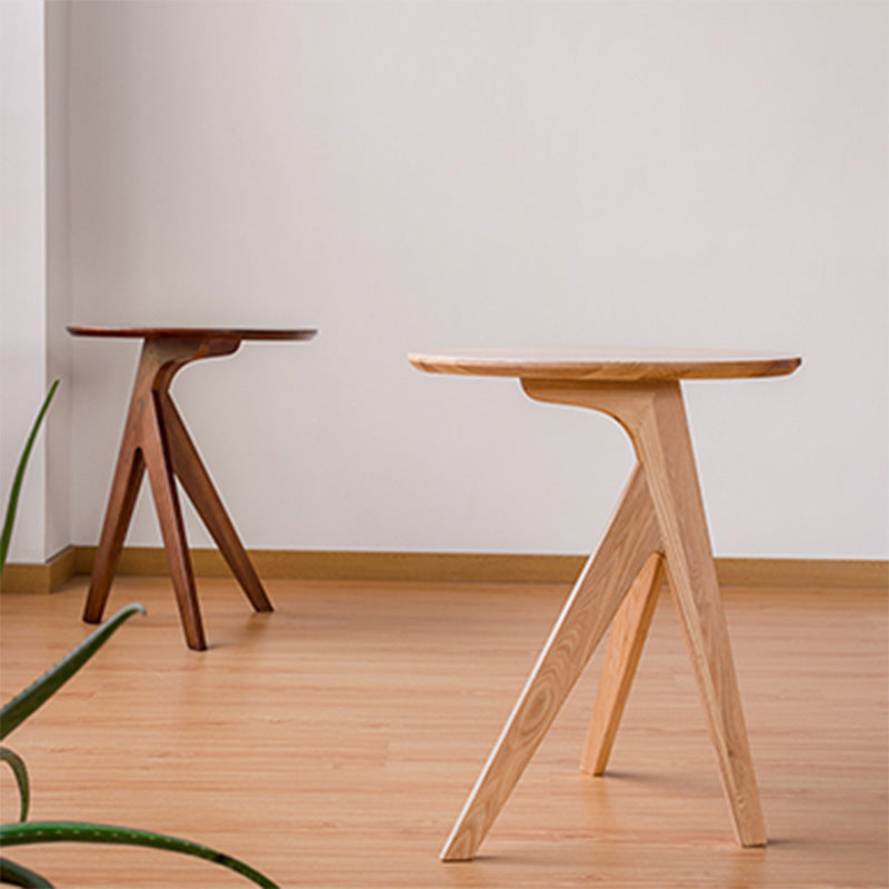 Modern Minimalist Round Ash Wood End Table 3-Leg For Living Room