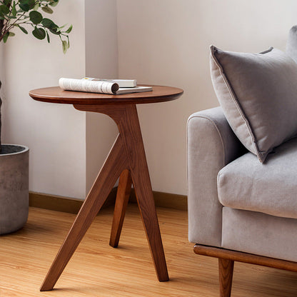Modern Minimalist Round Ash Wood End Table 3-Leg For Living Room