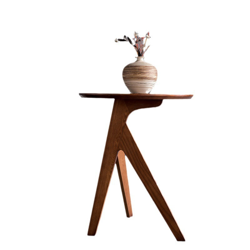 Modern Minimalist Round Ash Wood End Table 3-Leg For Living Room