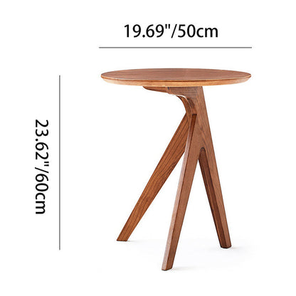 Modern Minimalist Round Ash Wood End Table 3-Leg For Living Room