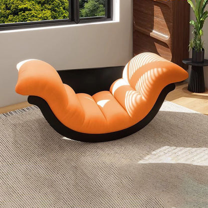 Modern Minimalist Curved Medium Density Fiberboard Carbon Steel Velvet Fabric Sponge Rocking Chair Backrest Armrest For Living Room